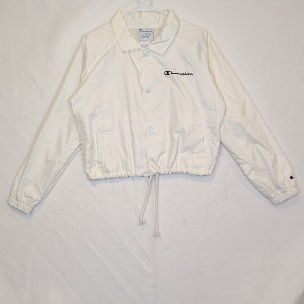 Champion Womens White Cropped Windbreaker Jacket Size M